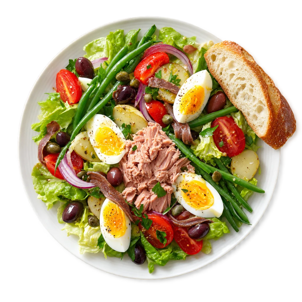 Salade niçoise, en vue du dessus