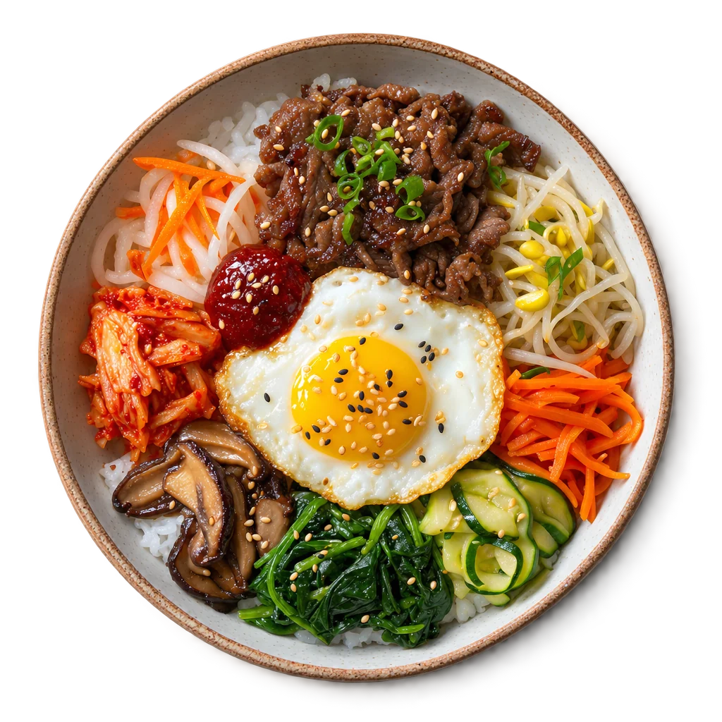 소고기 비빔밥, 위에서 찍은 사진